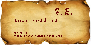 Haider Richárd névjegykártya